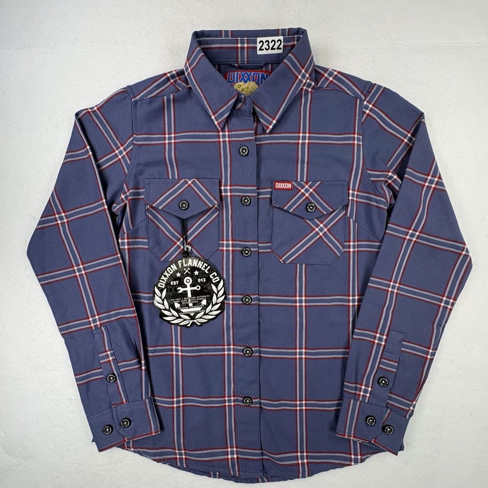 Dixxon Garth Flannel Womens Small Blue Plaid Waynes World Button Up Shirt NEW